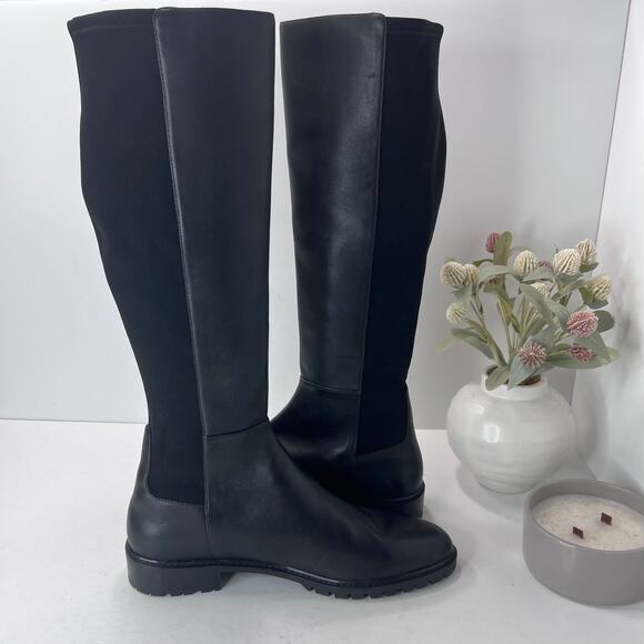Stuart Weitzman City Stretch Leather Knee High Boots Black Women's 12B Tried On - Picture 5 of 9